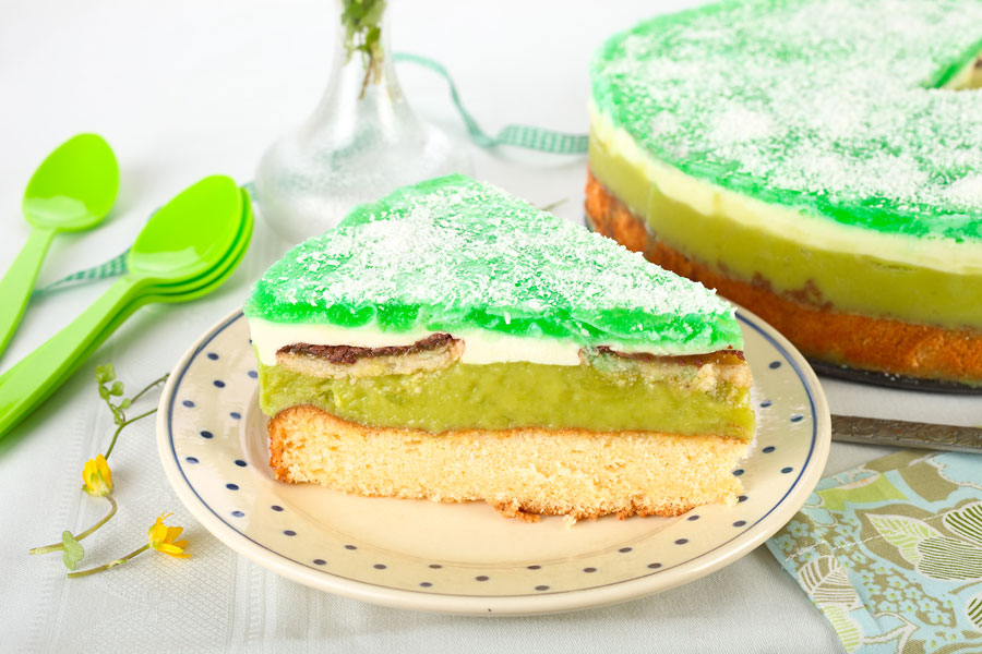 Grüne Shrek- Torte für Kinder.