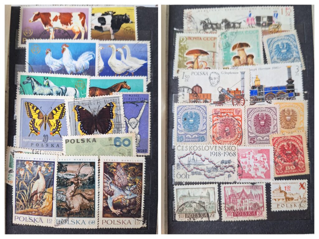 Alte polnische Briefmarkensammlung mit Tiere, Schmetterlingen.
