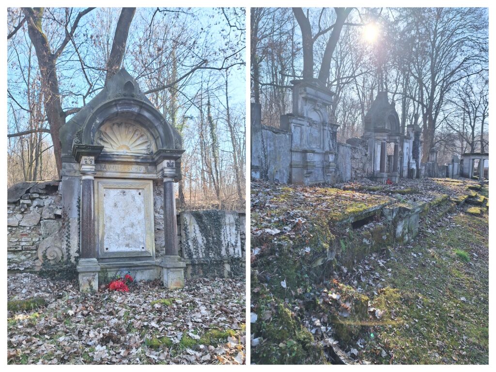Alte deutschen Grabstätte auf dem Friedhof in Löwenberg im März.