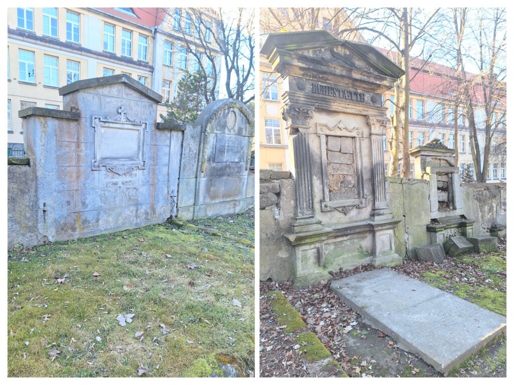 Friedhof in Löwenberg, alte Grabsteine.