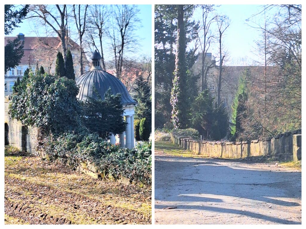 Friedhof in Löwenberg,das Hohberg-Mausoleum im März.