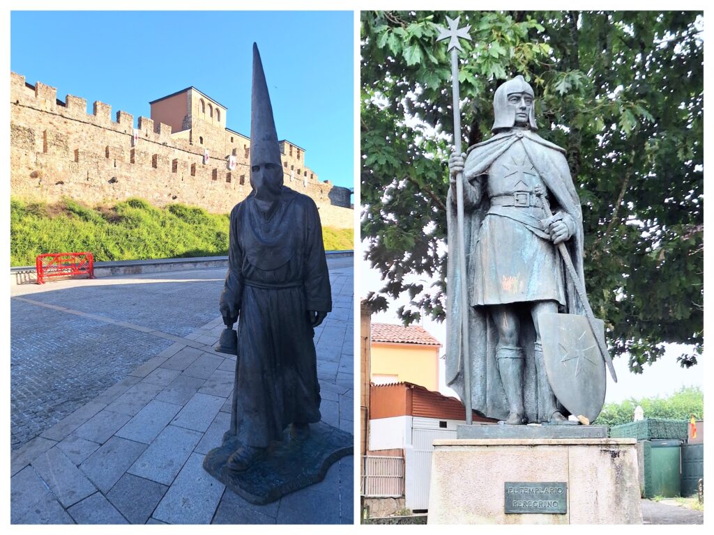 Caastillo de Ponferrada und rechtsel Tempraio Pelegrino in Santiago de Compostela.