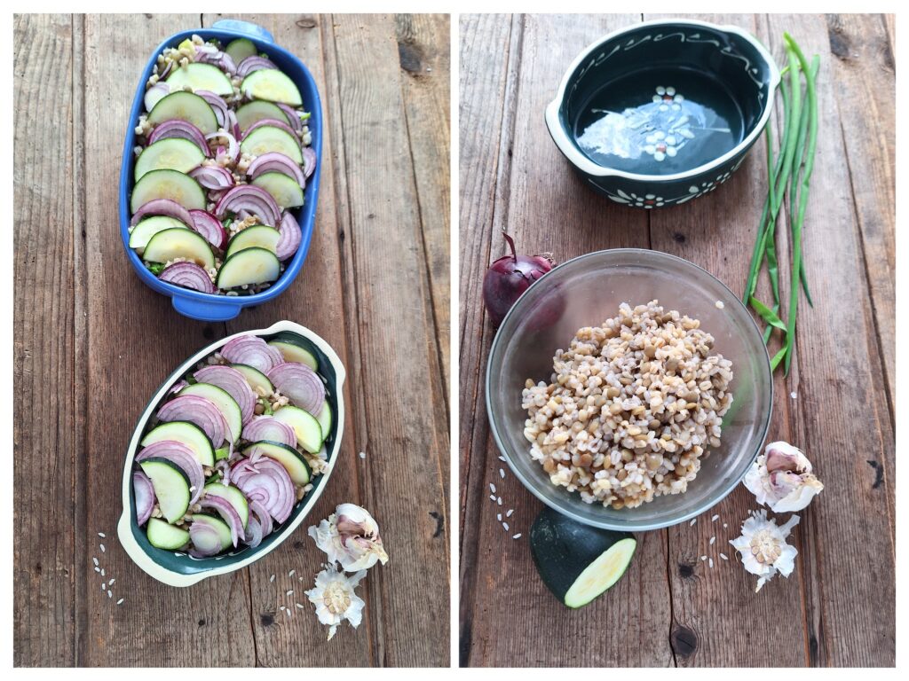 Getreide-Linsen-Auflauf kochen.