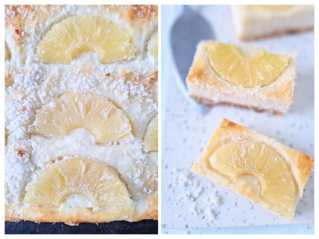 Kosos-Käsekuchen mit Ananas vom Blech.